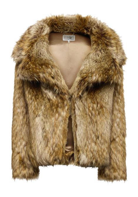giacca in pelliccia sintetica donna beige MM6 MAISON MARGIELA | S52AM0326 M35464001F
